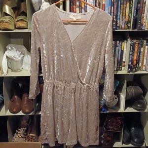 No Comment Champagne Crushed Velvet Romper - Size Medium (EUC)